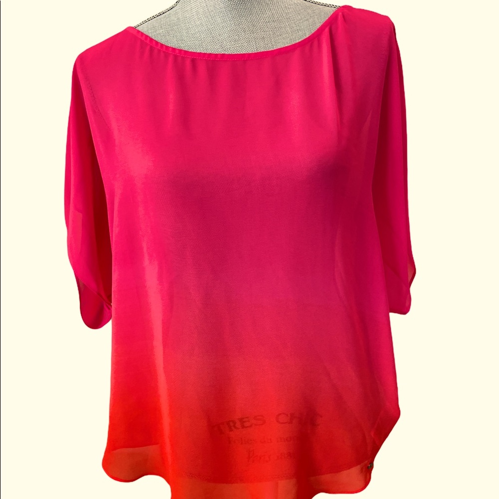 Guess Ombré Sheer Blouse Size Large